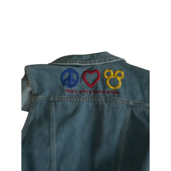 DISNEY Store Vintage Peace Love Disney Denim Vest Size Medium - Picture 2 of 7